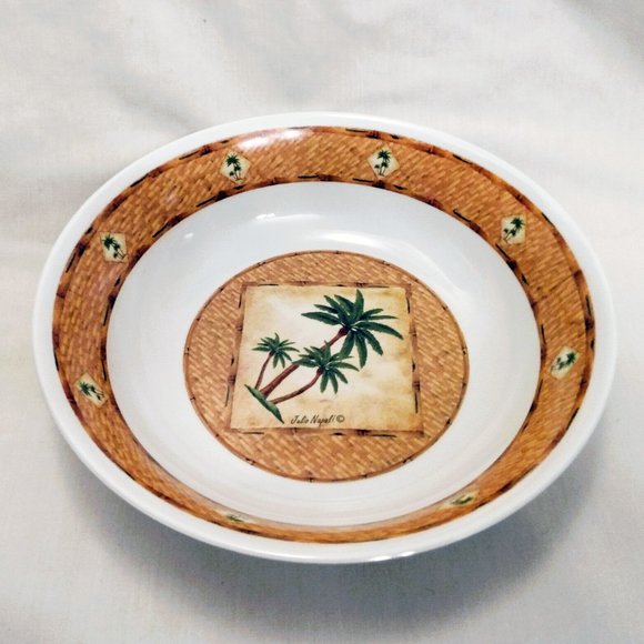 Vintage 1980's-3 Mela-Ware Melamine Hard Plastic 9.75" Bowls/Palm Tree Design - Picture 6 of 10